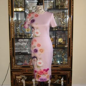 NWOT ASOS PINK FLORAL PRINT DRESS US6 UK10